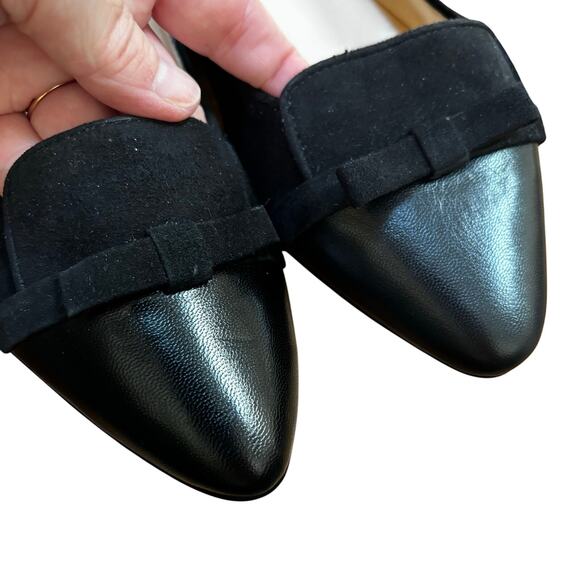 Nine West Saxiphone black flats leather & suede slip on shoes career casual 10M - Picture 2 of 11